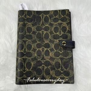 Coach Notebook In Loved Signature Canvas/Smooth Leather/Gold/Brown CDX99 NWT